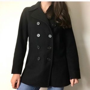 J. Crew Black Wool Blend Peacoat